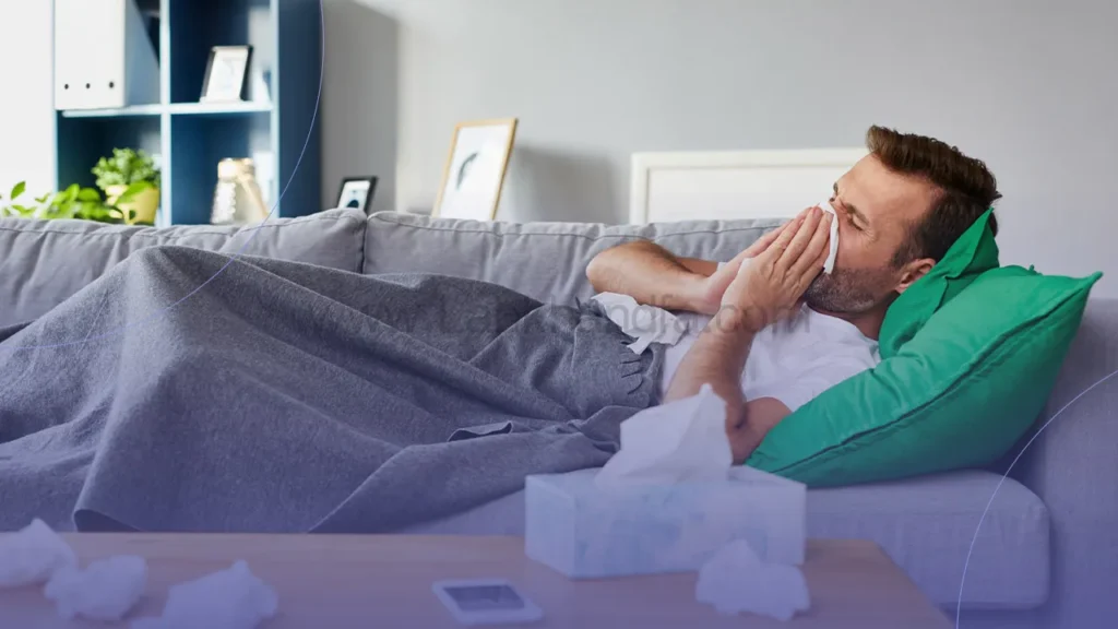 عکسی از نشان دهنده علائم سرماخوردگی در یک مرد